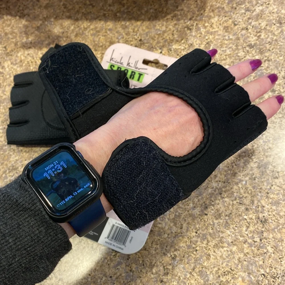 Nicole Miller Sport Workout Gloves L/XL Black Padded Grips